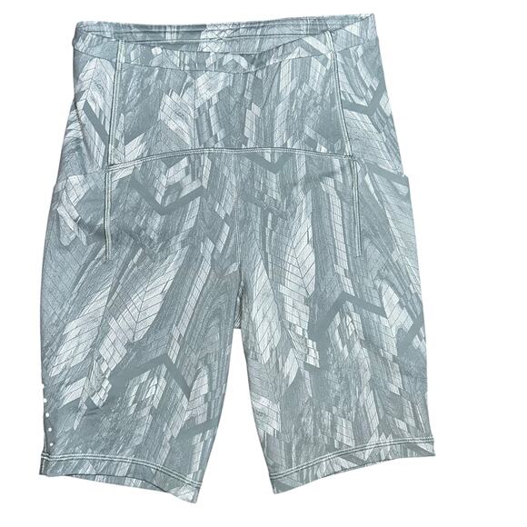 Lululemon Shorts Swift Speed HR 8” Biker Jacquard Silver Blue Run Sz 4 - Picture 1 of 6